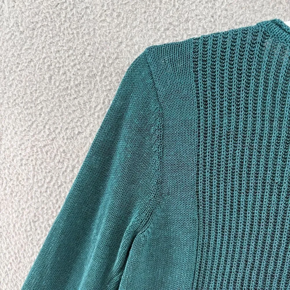 J.McLaughlin Donovan Sweater Teal Textured V-Neck Knit Women’s Medium